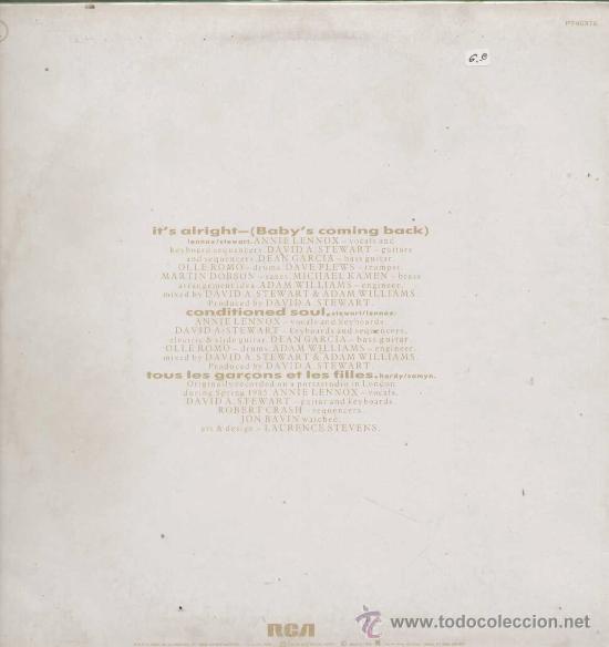 Discos de vinilo: EURYTHMICS / Its alright (Babys coming back (MAXI RCA 1986) - Foto 2