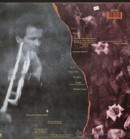 Discos de vinilo: HERB ALPERT / Under a spanish moon (LP A&M 1988) - Foto 2