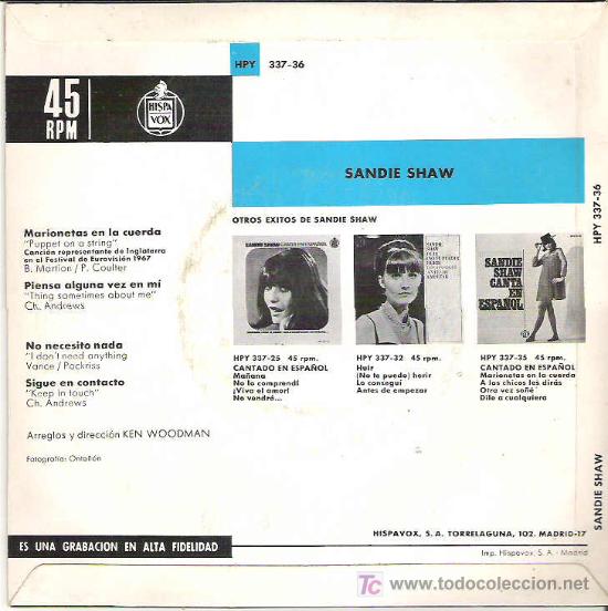 Discos de vinilo: SANDIE SHAW - A LOS CHICOS LES DIRAS ***1967 EP HISPAVOX - Foto 2