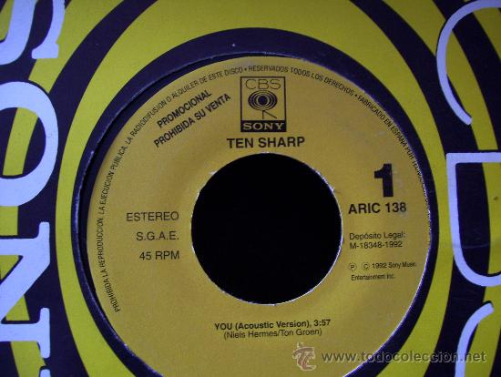 Discos de vinilo: Ten Sharp - You (Single, CBS, 1992) - promo - - Foto 1
