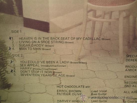 Discos de vinilo: HOT CHOCOLATE ---- MAN TO MAN - Foto 2