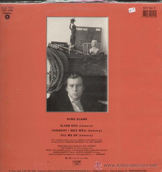 Discos de vinilo: KING BLANK / Blind box (MAXI VICTORIA 1988) - Foto 2