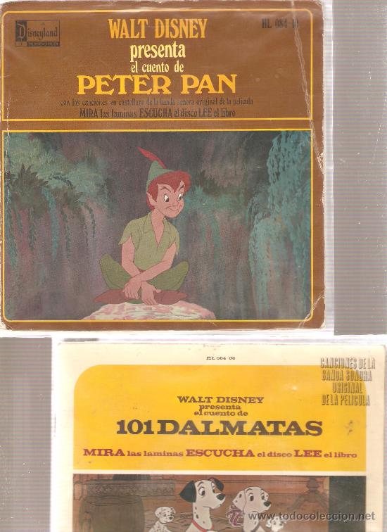Discos de vinilo: 2 LIBROS DISCOS WALT DISNEY : PETER PAN +  101 DALMATAS - Foto 1