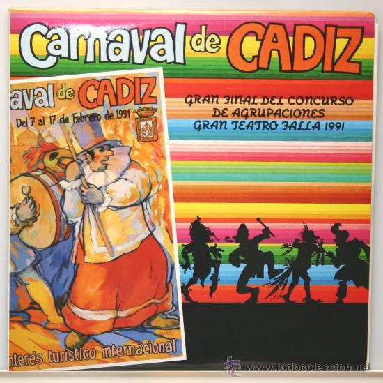 Discos de vinilo: CARNAVAL DE CADIZ 1991 gran final del concurso de agrupaciones gran teatro falla triple LP Rne 1991
