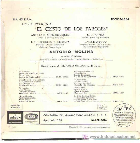 Discos de vinilo: antonio molina - el cristo de los faroles ** ep emi odeon 1958 - Foto 2