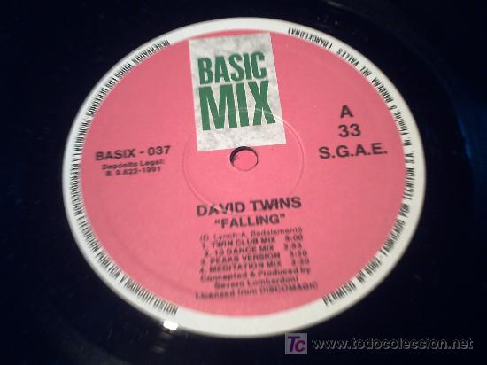 Discos de vinilo: DAVID TWINS /FALLING MAXI 33RPM /BASIC MIX/SIN CARTULA PEPETO - Foto 1