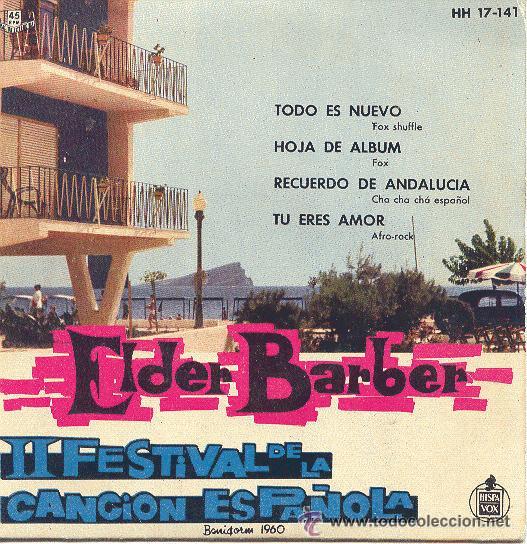 Discos de vinilo: ELDER BARBER EP FESTIVAL DE BENIDORM 1960 HH 17-141 1960 SPA VINILO Y CARATULA - Foto 1 - 24091562