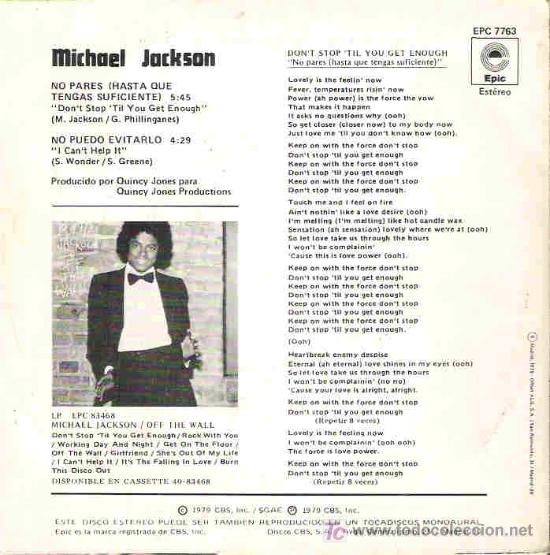 Discos de vinilo: michael jackson - no pares ** epic 1979 - Foto 2