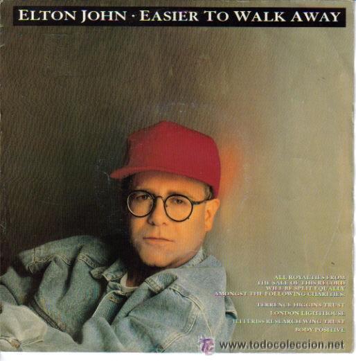 Discos de vinilo: ELTON JOHN SINGLE EASIER TO WALK AWAY 1990 GER - Foto 1