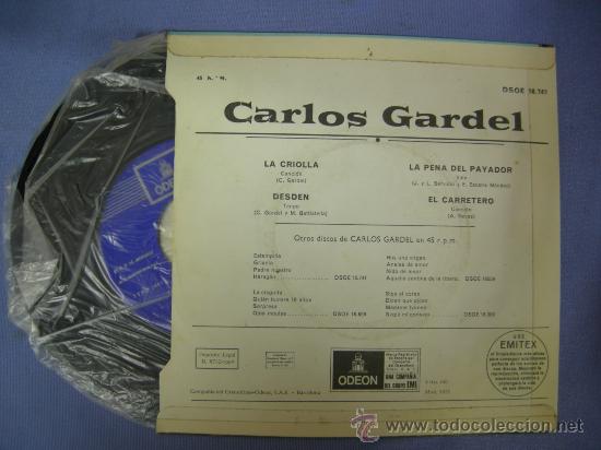 Discos de vinilo: single de Carlos Gardel la criolla.... 4 canciones, 1969, tango - Foto 2 - 24189865