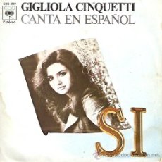 Discos de vinilo: GIGLIOLA CINQUETTI FESTIVAL DE EUROVISION AÑO 1974 SINGLE SELLO CBS CANTADO EN ESPAÑOL. Lote 15121023