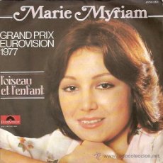Discos de vinilo: MARIE MYRIAM FESTIVAL DE EUROVISION AÑO 1977 SINGLE SELLO POLYDOR EDICCION FRANCESA. Lote 15123241