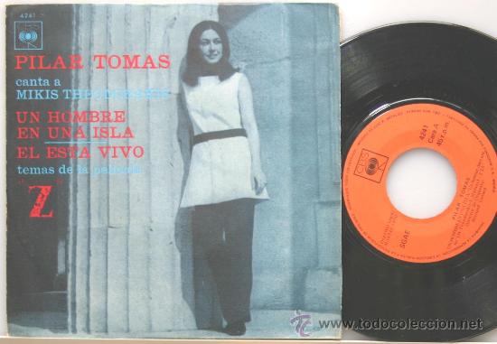 Discos de vinilo: PILAR TOMAS un hombre en una isla-el esta vivo single 1970