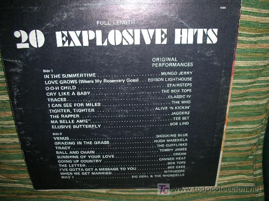 Discos de vinilo: 20 EXPLOSIVE HITS LP - U.S.A. LABEL BLANCO - 60&acute;S - Foto 2