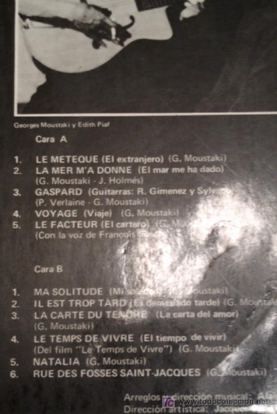 Discos de vinilo: georges moustaki ** polydor lp 1970 - Foto 2