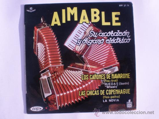 Discos de vinilo: SINGLE  EP AIMABLE  SU ACORDEON Y ORGANO ELECTRICO - Foto 1
