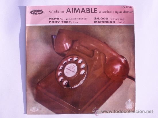 Discos de vinilo: SINGLE  EP AIMABLE  SU ACORDEON Y ORGANO ELECTRICO - Foto 1