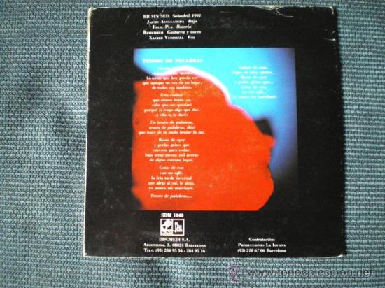 Discos de vinilo: SINGLE BB SIN SED - TESORO DE PALABRAS - 1991 DISCMEDI - Foto 2