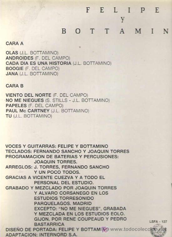 Discos de vinilo: felipe y botamino - olas ** lfsa 1987 - Foto 2