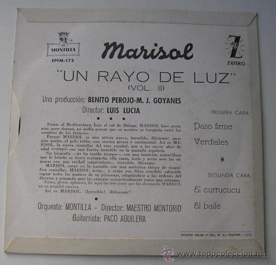 Discos de vinilo: MARISOL - UN RAYO DE SOL - EP MONTILLA 1960 - Foto 2