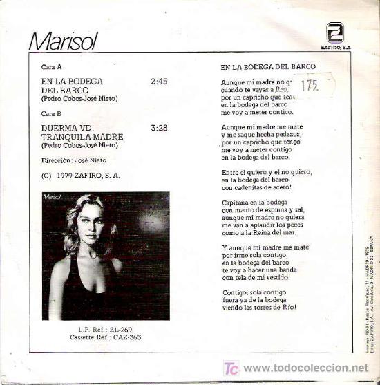 Discos de vinilo: marisol - en la bodega del barco *** 1979 - Foto 2
