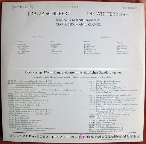 Discos de vinilo: SASTRUPHON - SCHUBERT - WINTERREISE - 2 LP - COMO NUEVO! - Foto 2