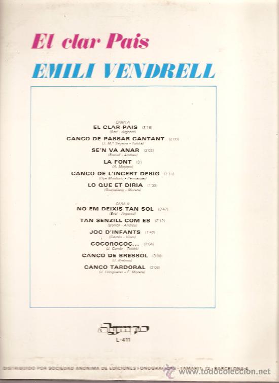 Discos de vinilo: LP CATALA - EMILI VENDRELL - EL CLAR PAIS , DE JACQUES BREL - Foto 2
