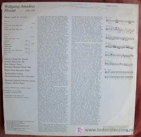 Discos de vinilo: ETERNA - MOZART - MISSA EN DO MENOR - BUENISIMO - Foto 2