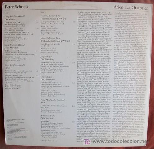 Discos de vinilo: ETERNA - ARIAS DE ORATORIOS - PETER SCHREIER - Foto 2