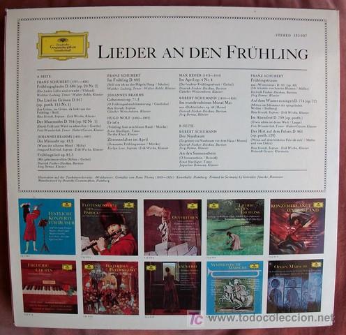 Discos de vinilo: DGG - CANCI&Oacute;NES A LA PRIMAVERA - SCHUBERT / SCHUMANN / BRAHMS / WOLF / REGER - Foto 2