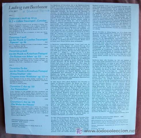 Discos de vinilo: ETERNA - BEETHOVEN - OBERTURAS - MASUR - Foto 2