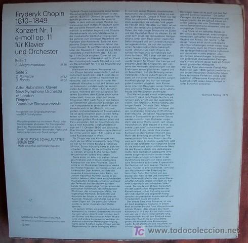 Discos de vinilo: ETERNA - CHOPIN - PIANO CONCIERTO - RUBINSTEIN - Foto 2