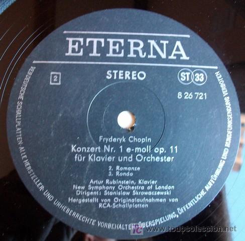 Discos de vinilo: ETERNA - CHOPIN - PIANO CONCIERTO - RUBINSTEIN - Foto 3
