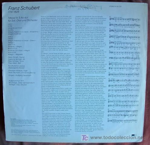 Discos de vinilo: ETERNA - SCHUBERT - MISA LA BEMOL - SAWALLISCH - Foto 2