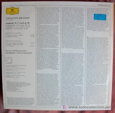 Discos de vinilo: DGG - BRAHMS - SINFON&Iacute;A NO.1 - Foto 2