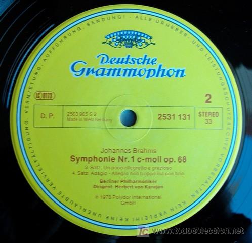 Discos de vinilo: DGG - BRAHMS - SINFON&Iacute;A NO.1 - Foto 3