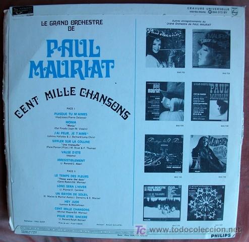 Discos de vinilo: PHILIPS - PAUL MAURIAT - CENT MILLES CHANSONS - Foto 2