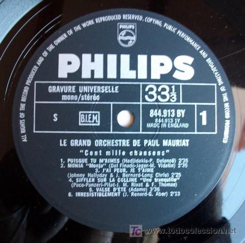 Discos de vinilo: PHILIPS - PAUL MAURIAT - CENT MILLES CHANSONS - Foto 3
