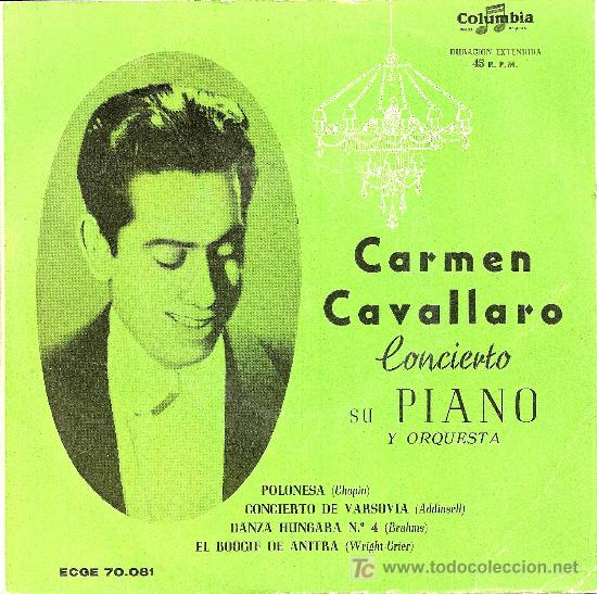 Discos de vinilo: EXTENDED PLAY CARMEN CAVALLARO (1955) - Foto 1