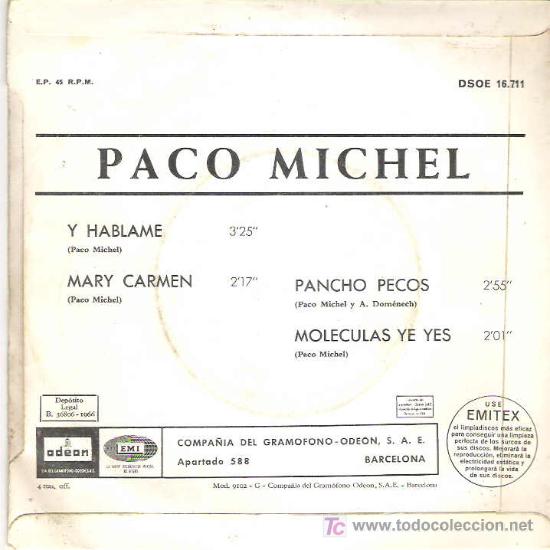 Discos de vinilo: paco michel - moleculas ye yes ** ep emi odeon 1966 - Foto 2