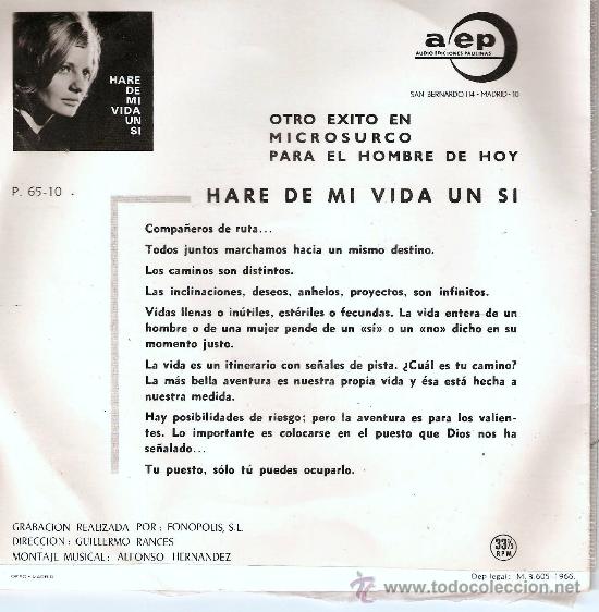 Discos de vinilo: HARE DE MI VIDA UN SI - Foto 2