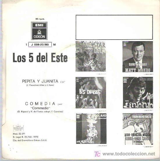 Discos de vinilo: los 5 del este - pepita y junita / comedia *** emi odeon 1970 - Foto 2