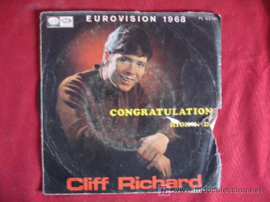 Discos de vinilo: CLIFF RICHARD - EUROVISION 1968 - CONGRATULATIONS - Foto 1