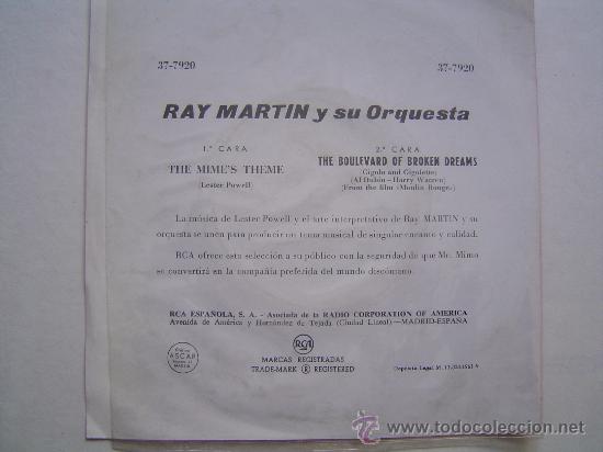 Discos de vinilo: Single Vinilo.- Ray martin y su orquesta - Foto 2
