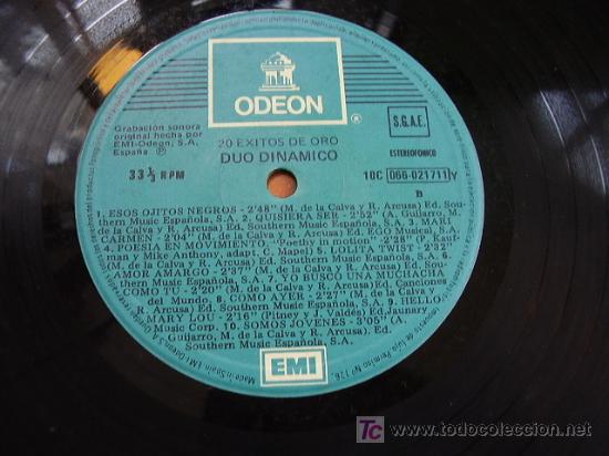 Discos de vinilo: D&uacute;o Din&aacute;mico  20 &eacute;xitos de Oro - Foto 3