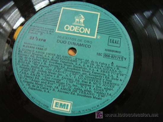 Discos de vinilo: D&uacute;o Din&aacute;mico  20 &eacute;xitos de Oro - Foto 4