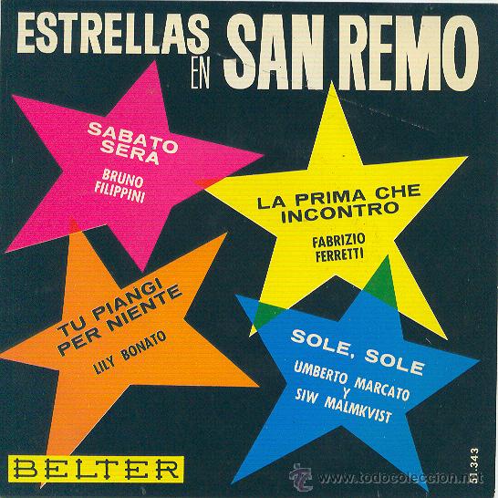Disques de vinyle: ESTRELLAS EN SAN  REMO EP 1964 BELTER..FERRETTI..BONATO..FILIPPINI..MARCATO