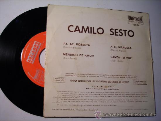 Discos de vinilo: Camilo Sesto. Ay, Ay, Rosetta. 1971 - Foto 2
