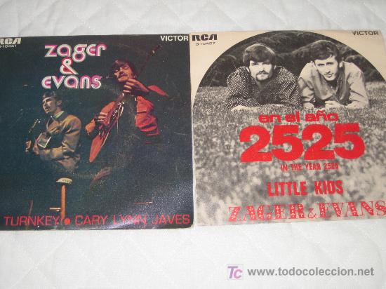 Discos de vinilo: LOTE DE DOS SINGLES - ZAGER & EVANS - - Foto 1