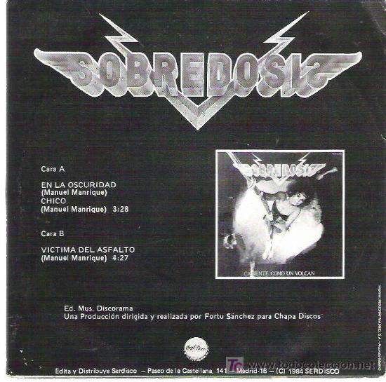 Discos de vinilo: sobredosis - en la oscuridad ** chapa discos 1984 - Foto 2